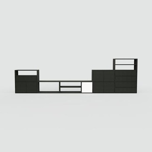Sideboard Schwarz - Sideboard: Schubladen in Schwarz & Türen in Schwarz - Hochwertige Materialien - 414 x 117 x 34 cm, konfigurierbar