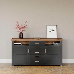 Sideboard SET ONE BY MUSTERRING Sideboards Gr. B/H/T: 184 cm x 95 cm x 42 cm, 5, grau (grau anthrazit, eiche artisan) Sideboards