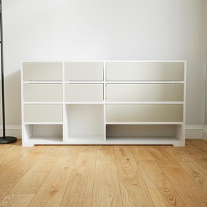 Sideboard Taupe - Designer-Sideboard: Schubladen in Taupe - Hochwertige Materialien - 154 x 81 x 34 cm, Individuell konfigurierbar