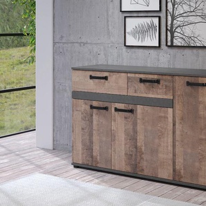 Sideboard TRENDTEAM Stripe Sideboards Gr. B/H/T: 142 cm x 83 cm x 41 cm, 2, braun (eiche tabak melamin, matera melamin) Sideboards Breite 142 cm