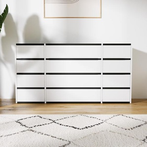 Sideboard Weiß - Designer-Sideboard: Schubladen in Weiß - Hochwertige Materialien - 154 x 79 x 34 cm, Individuell konfigurierbar