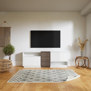 Sideboard Weiß - Sideboard: Schubladen in Nussbaum & Türen in Weiß - Hochwertige Materialien - 190 x 66 x 34 cm, konfigurierbar