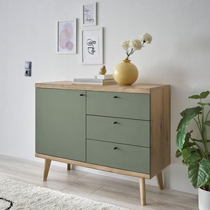 Sideboard Wohnzimmer in Eiche mit grün AVEZZANO-61 Modern