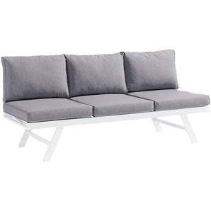 Sieger Gartenbank, Weiß, Metall, 3-Sitzer, 204x81x72 cm, erweiterbar, Typenauswahl, Esszimmer, Bänke, Sitzbänke