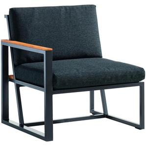 Sieger Loungeendteil, Grau, Metall, Teakholz, einzeln stellbar, links montierbar, 73x78.5x77 cm, erweiterbar, Loungemöbel, Gartensofas