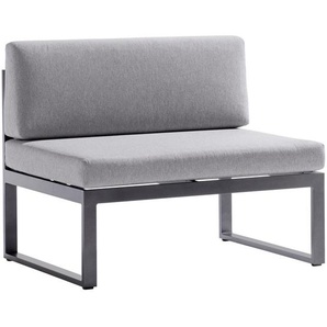 Sieger Loungemittelteil, Grau, Metall, Füllung: Polyurethan (Pur), 100x72x69 cm, erweiterbar, Loungemöbel, Gartensofas