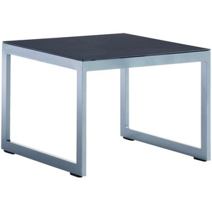 Sieger Loungetisch, Grau, Graphit, Metall, quadratisch, Kufe, U-Form, 60x44x60 cm, Loungemöbel, Loungetische