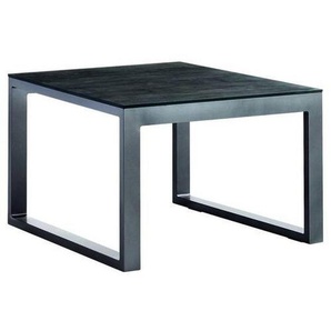 Sieger Loungetisch, Grau, Alu, Metall, quadratisch, Kufe, U-Form, 60x44x60 cm, Loungemöbel, Loungetische