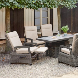 Siena Garden Corido Sitzgruppe Alu/Gardino-Geflecht 6 Relaxsessel 160x90x47-71cm charcoal