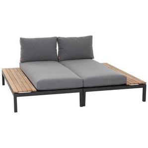 Siena Garden Loungebett, Anthrazit, Grau, Teak, Holz, Metall, Textil, Teakholz, Füllung: Vlies,Schaumstoff, Vlies, einzeln stellbar, wetterbeständig, Loungemöbel, Gartensofas