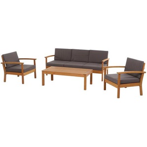 Siena Garden Loungegarnitur, Akazie, Dunkelgrau, Holz, Textil, 4-teilig, Akazie, wetterbeständig, Loungemöbel, Loungemöbel-Sets