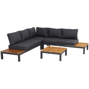 Siena Garden Loungegarnitur, Anthrazit, Teak, Metall, Teakholz, Füllung: Schaumstoff, L-Form, 166x68.7x166 cm, Fsc, wetterbeständig, Loungemöbel, Loungemöbel-Sets