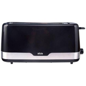 Silva Homeline Toaster, Schwarz, Edelstahl, Metall, Kunststoff, 39.2x18.5x18 cm, Krümelschublade, Brötchenaufsatz, Auftaufunktion, Aufwärmfunktion, Küchengeräte, Toaster