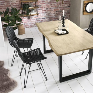 Esstisch SIT Tops&Tables Tische Gr. B/H/T: 140cm x 77cm x 80cm, schwarz (natur/schwarz + antikschwarz hell gekälkt)