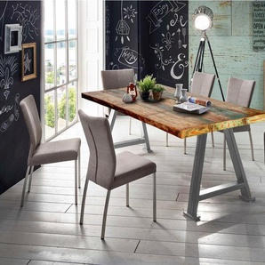 SIT Esstisch Tops&Tables, mit Platte aus recyceltem Altholz mit Farbresten, Shabby Chic, Vintage