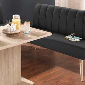 Sitzbank EXXPO - SOFA FASHION Costa, moderne Rückensteppung, bequem und elegant, hoher Holzfuß Sitzbänke Gr. B/H/T: 182cm x 92cm x 68cm, Kunstleder, schwarz Essbank Polsterbank Sitzbank Sitzbänke hochwertige Detailverarbeitung, Frei im Raum stellbar