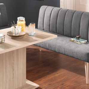 Sitzbank EXXPO - SOFA FASHION Costa, moderne Rückensteppung, bequem und elegant, hoher Holzfuß Sitzbänke Gr. B/H/T: 182cm x 92cm x 68cm, Struktur, grau (anthrazit) Essbank Polsterbank Sitzbank Sitzbänke hochwertige Detailverarbeitung, Frei im Raum