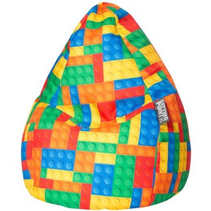 Sitzsack BeanBag Bricks L Multicolor/Gelb/Blau Webstoff Ø 70cm