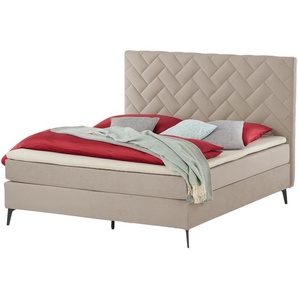 Boxspringbett  Weave ¦ beige ¦ Maße (cm): B: 200 H: 122