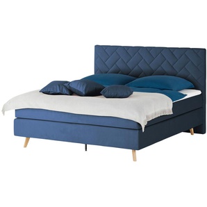 Boxspringbett  Weave ¦ blau ¦ Maße (cm): B: 140 H: 122