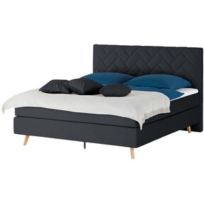 Boxspringbett  Weave ¦ schwarz ¦ Maße (cm): B: 180 H: 122