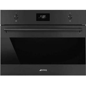 Smeg Kompaktbackofen Classici, Schwarz, Metall, 59.7x45x54.8 cm, Made in Italy, Kindersicherung, Startzeitvorwahl, Kühlgebläse, Timerfunktion, Kochassistent, Küchen, Küchenelektrogeräte, Backöfen