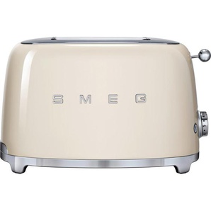 Smeg Toaster 50´s Style, Creme, Chrom, Metall, 31x19.8x19.5 cm, Krümelschublade, Auftaufunktion, Aufwärmfunktion, Schnellstoppfunktion, automatischer Auswurf nach Röstende, automatische Zentrierung der Toastscheibe, Bagel-Funktion, Küchengeräte, Toaster