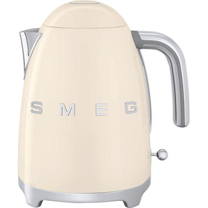 Smeg Wasserkocher 50´s Style, Creme, Chrom, Metall, Kunststoff, 1,7 l, 22.3x24.8x17.1 cm, kabellos, automatische Abschaltung, manuelle Trockengehschutz, Überhitzungsschutz, 360°-Sockel, Anti-Rutsch-Füße, abgedecktes Heizelement, herausnehmbarer Filter,