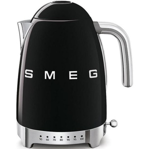 Smeg Wasserkocher 50´s Style, Schwarz, Metall, 1,7 l, 22.3x28x17.1 cm, automatische Abschaltung, 360°-Sockel, Anti-Rutsch-Füße, abgedecktes Heizelement, herausnehmbarer Filter, Signalton, Temperaturstufen individuell einstellbar, Warmhaltefunktion, Kaffee