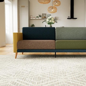 Sofa 3-Sitzer Olivgrün/Orangepetrol Melierte Wolle - Elegantes, gemütliches 3-Sitzer Sofa: Hochwertige Qualität, einzigartiges Design - 224 x 81 x 98 cm, konfigurierbar