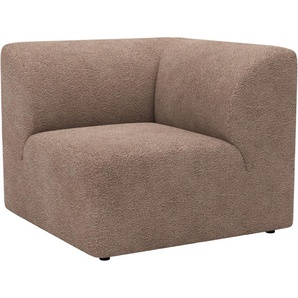 Sofa-Eckelement LEGER HOME BY LENA GERCKE Floria Polsterelemente Gr. Bouclé recycelt, Arm rechts, braun (light brown) modulares Sofa, in trendigen Farben, mit Komfortschaum-Polsterung