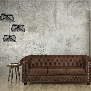 Sofa Kamaru 3-Sitzer Kunstleder Braun Kunstleder 203 x 72 x 86cm Industrial