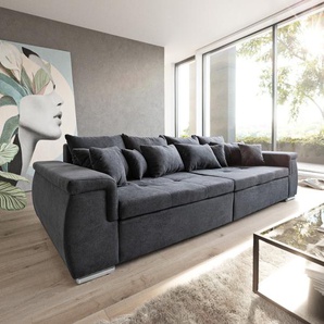 Sofa Navin 275x116 cm Graphite Couch mit Kissen, Big Sofas