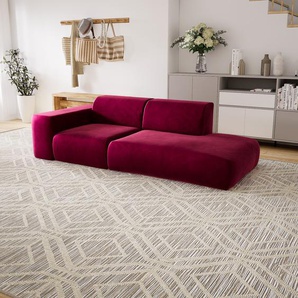 Sofa Samt Brombeerrot - Moderne Designer-Couch: Hochwertige Qualität, einzigartiges Design - 243 x 72 x 107 cm, Komplett anpassbar