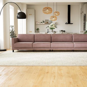 Sofa Samt Puderrosa - Moderne Designer-Couch: Hochwertige Qualität, einzigartiges Design - 384 x 75 x 98 cm, Komplett anpassbar