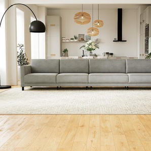 Sofa Samt Sandgrau - Moderne Designer-Couch: Hochwertige Qualität, einzigartiges Design - 384 x 75 x 98 cm, Komplett anpassbar