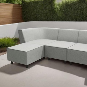 Sofaelement DOMO COLLECTION Sonna, individuell zusammenstellbar Polsterelemente Gr. Flachgewebe, mit Hocker, silberfarben (silber) Einzelelemente für Terrasse, Garten und Balkon, speziell Outdoor