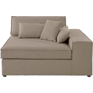 Sofaelement RAUM.ID Enid Polsterelemente Gr. Struktur (recyceltes Polyester), Armlehne rechts, grau (taupe) als Teil eines Modulsofas, fester Sitzkomfort