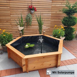 Solarbetriebener Brunnen Delmarie aus Holz