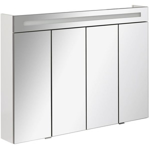 Spiegelschrank FACKELMANN Twindy Schränke Gr. B/H/T: 110cm x 78,5cm x 16cm, 4 St., weiß (silberfarben/weiss) Badmöbel Breite 110 cm, 4 Türen