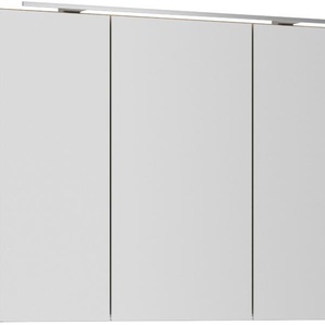 Spiegelschrank NOBILIA Schränke Gr. B/H/T: 100cm x 72cm x 21cm, Aufsatzleuchte in Edelstahl-Optik, braun (eiche sierra nachbildung) in Breiten 60, 80, 100 und 120 cm, innenliegende Steckdose