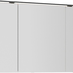 Spiegelschrank NOBILIA Schränke Gr. B/H/T: 120cm x 72cm x 21cm, Aufsatzleuchte in schwarz, braun (eiche sierra nachbildung) in Breiten 60, 80, 100 und 120 cm, innenliegende Steckdose