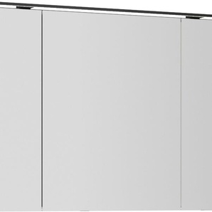 Spiegelschrank NOBILIA Schränke Gr. B/H/T: 120cm x 72cm x 21cm, Aufsatzleuchte in schwarz, grau (schiefergrau) in Breiten 60, 80, 100 und 120 cm, innenliegende Steckdose