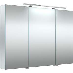 Spiegelschrank WELLTIME G-Line Schränke Gr. B/H/T: 100,9 cm x 70 cm x 13 cm, mit LED, 3 St., Komplettausführung, farblos (transparent) doppelseitig verspiegelt und mit verspiegelten Seitenwänden, Softclose