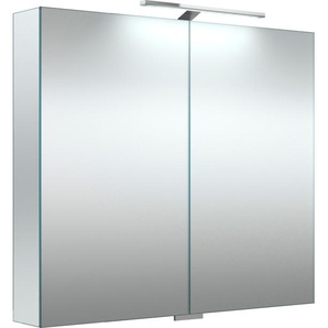 Spiegelschrank WELLTIME G-Line Schränke Gr. B/H/T: 80,8 cm x 70 cm x 13 cm, mit LED, 2 St., Komplettausführung, farblos (transparent) Bad-Spiegelschränke doppelseitig verspiegelt und mit verspiegelten Seitenwänden, Softclose