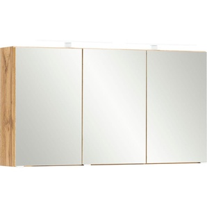 Spiegelschrank WELLTIME Lienz Schränke Gr. B/H/T: 120 cm x 64 cm x 20 cm, 3 St., braun (wotaneiche)