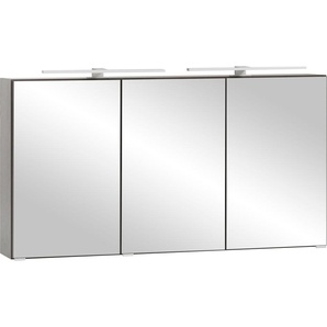 Spiegelschrank WELLTIME Lienz Schränke Gr. B/H/T: 120 cm x 64 cm x 20 cm, 3 St., grau (graphitgrau)