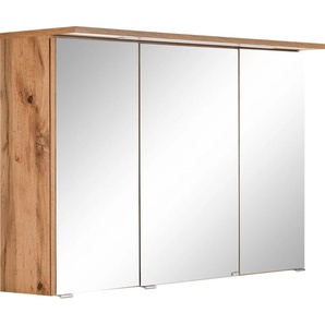 Spiegelschrank WELLTIME Lucca, braun (eichefarben), B:100cm H:66cm T:20cm, Holzwerkstoff, MDF, Schränke, mit LED Beleuchtung