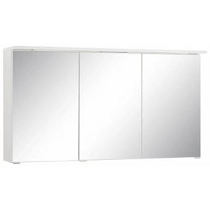 Spiegelschrank WELLTIME Ravenna Schränke Gr. B/H/T: 120cm x 66cm x 20cm, Front mit Spiegel aus ESG-Sicherheitsglas beklebt, 3 St., weiß Breite 120 cm, mit LED Beleuchtung