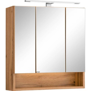 Spiegelschrank WELLTIME Soria Schränke Gr. B/H/T: 60cm x 64cm x 20cm, braun (eichefarben) mit LED Beleuchtung